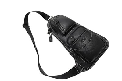 Adm Tr0014 Suni Deri, Tek Omuz Askılı Sırt - Göğüs Çantası - Body Bag Siyah