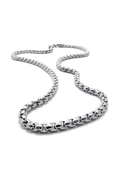 AEE® Erkek Çelik Kolye Paslanmaz Gümüş Renk İç İçe Geçmeli 3/4/5mm Arnavut Örme Asansör Unisex Kolye