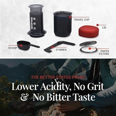 Aeropress 10R11 Go Travel Kahve Makinesi, Plastik, Gri
