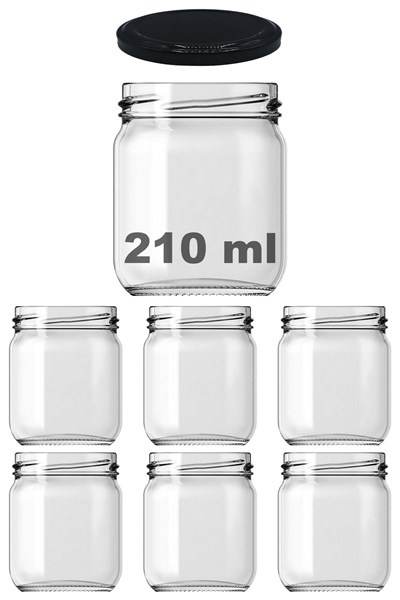 Afracam 10-1000 ml Farklı Boyutlarda Kavanoz (10-1000 Arası) cc Konserve Metal Kapaklı Cam Kavanoz 6 Adet (Şeffaf, 210 cc) - Seçenekler: 29 cc, 40 cc, 67cc, 105 cc (Kısa), 105 cc (Uzun), 190cc...