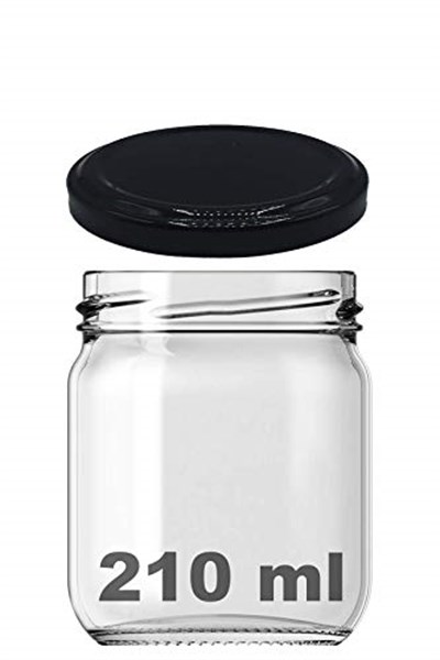 Afracam 10-1000 ml Farklı Boyutlarda Kavanoz (10-1000 Arası) cc Konserve Metal Kapaklı Cam Kavanoz 6 Adet (Şeffaf, 210 cc) - Seçenekler: 29 cc, 40 cc, 67cc, 105 cc (Kısa), 105 cc (Uzun), 190cc...