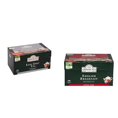 AHMAD TEA EARL GREY DEMLİK POŞET ÇAY 100LÜ ve Ahmad Tea English Breakfast Demlik Poşet Çay (100lü)