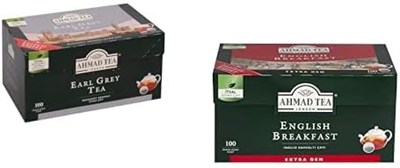 AHMAD TEA EARL GREY DEMLİK POŞET ÇAY 100LÜ ve Ahmad Tea English Breakfast Demlik Poşet Çay (100lü)