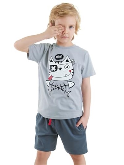 Ahoy Kedi Erkek Çocuk T-shirt Şort Takım