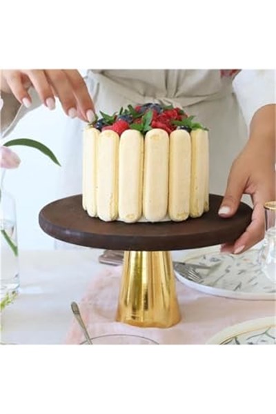 Ahşap 28 Cm Altın Konik Ayaklı Sunumluk
