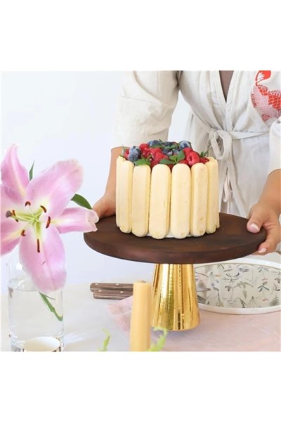 Ahşap 28 Cm Altın Konik Ayaklı Sunumluk