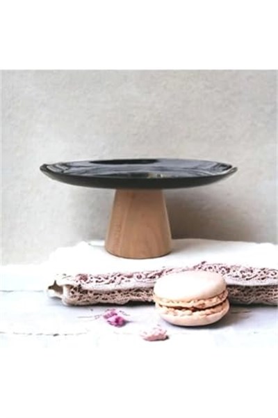 Ahşap Konik Ayaklı Siyah 25 Cm Sunumluk