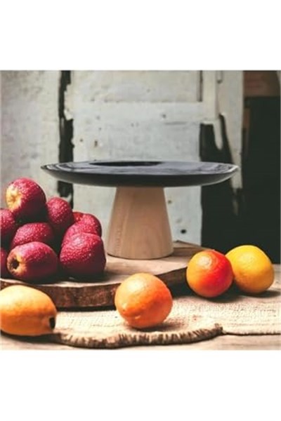 Ahşap Konik Ayaklı Siyah 25 Cm Sunumluk