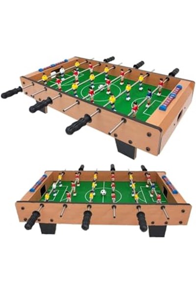 Ahşap Masa Maçı Langırt Oyunu, 18 Oyuncu, 2 Top, 70 cm, Çok Renkli