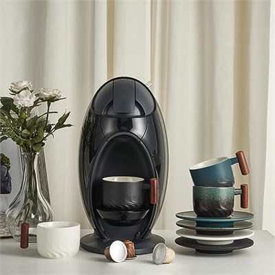 Ahşap Saplı 2.5oz Seramik Espresso Bardakları, Küçük Kahve Fincanları Çift Atış Espresso Bardakları 4lü Set