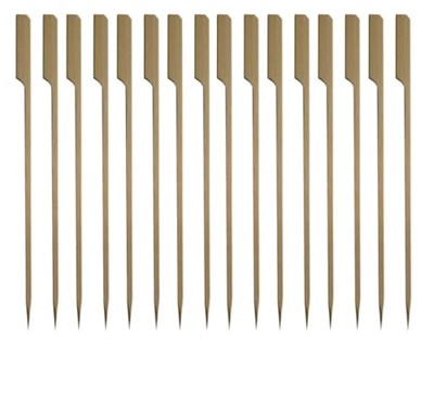 Ahşap Yassı Tutamaklı Saplı Çöp Şiş - Boy : 12 Cm. - 100 Adetlik 1 Paket