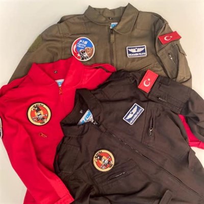 Airforcemarket Nakışlı Arma Siyah Amerikan Fermuarlı (cırt) Askeri Görev Peçleri, Yamaları, Bayrak (Türk Bayrağı)