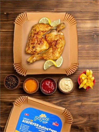 Airfryer Pişirme Kağıdı, Fritöz Yağlı Kağıdı, Yanmaz Kağıt XXL Uyumlu 50 Adet (Kare) (1, Kare Büyük Boy 20x20) - Seçenekler: Kare Orta-Küçük boy 16x16, Kare Büyük Boy 20x20...