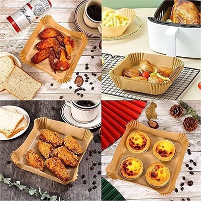 Airfryer Pişirme Kağıdı,Xl-Xxl Büyük Boy, Kare, 50 Adet Hava Fritöz Parşömen Fırın Kağıdı Tek Kullanımlık Kağıt Fırın Fritöz Pişirme Kızartma Tavası Için Uygun 20CM