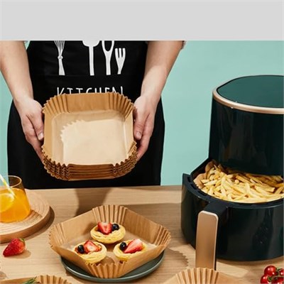 Airfryer Pişirme Kağıdı,Xl-Xxl Büyük Boy, Kare, 50 Adet Hava Fritöz Parşömen Fırın Kağıdı Tek Kullanımlık Kağıt Fırın Fritöz Pişirme Kızartma Tavası Için Uygun 20CM