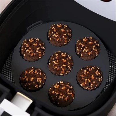 Airfryer Silikon Kek Pişirme Kalıbı 7 Bölmeli, Silikon Cupcake Kek Pişirme Kabı Air Fryer Muffin Fırın Kalıbı (2 ADET SİYAH - 23 CM)