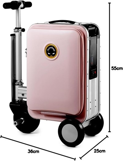 Airwheel SE3S Akıllı Sürme Bagaj Elektrikli Bavul Scooter Çıkarılabilir Pil ile, pembe, Carry-on 20-Inch, Elektrikli sırt çantası, ortam aydınlatmalı şık tasarım, modaya uygun gezginler için ideal.