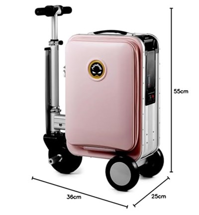 Airwheel SE3S Akıllı Sürme Bagaj Elektrikli Bavul Scooter Çıkarılabilir Pil ile, pembe, Carry-on 20-Inch, Elektrikli sırt çantası, ortam aydınlatmalı şık tasarım, modaya uygun gezginler için ideal.