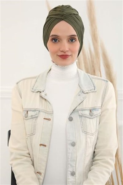 Aishas Design Büzgülü Penye Bone,B-1 Haki