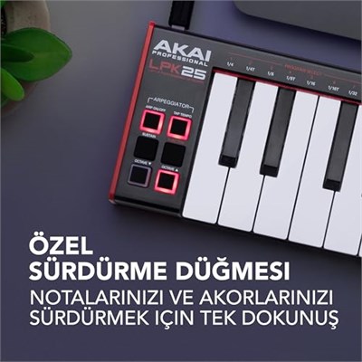 Akai Professional LPK25 - USB MIDI Klavye Controller Mac ve PC için Arpejatör ve Müzik Prodüksiyonu Yazılımı ve 25 Duyarlı Synth Tuşu