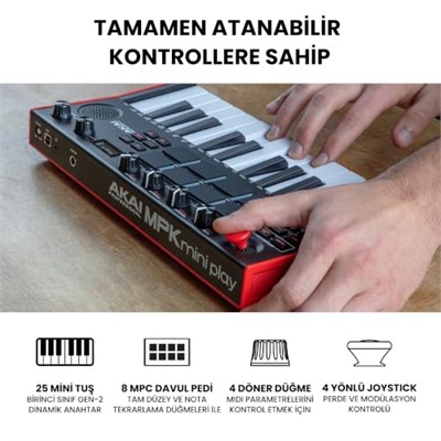 Akai Professional MPK Mini Play MK3 - MIDI Klavye Controller Dahili Hoparlör ve Dinamik 25 Tuş Yatağı, MPC Pedleri ve Yazılım Paketi Dahil