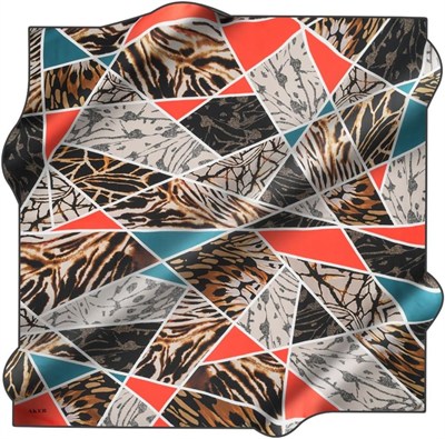 Aker Desenli Eşarp, 90x90, 5003146314, Kırmızı, kadın