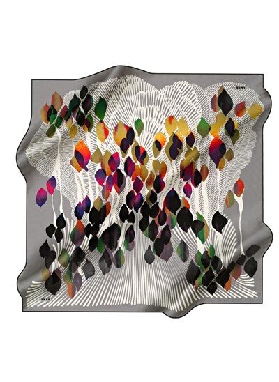 Aker Desenli Eşarp, 90x90, 5003146318, Gri, kadın