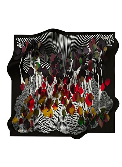 Aker Desenli Eşarp, 90x90, 5003146324, Siyah, kadın