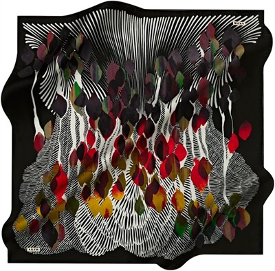 Aker Desenli Eşarp, 90x90, 5003146324, Siyah, kadın