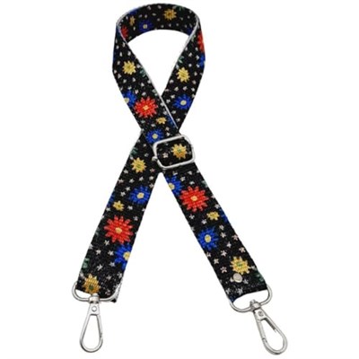 Aksesuar 120x3 cm Polyester Kolon Sapı Çiçekli Gümüş Metalli
