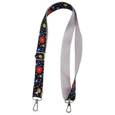 Aksesuar 120x3 cm Polyester Kolon Sapı Çiçekli Gümüş Metalli