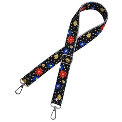 Aksesuar 120x3 cm Polyester Kolon Sapı Çiçekli Gümüş Metalli