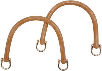 Aksesuar 16 cm Akrilik Sütlü Kahve Renk Tutma Sapı Light Gold Metalli