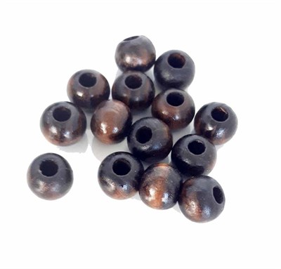 Aksesuar 20 Mm 10 Adet Koyu Renk Ahşap Yuvarlak Boncuk