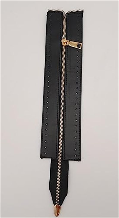 Aksesuar Gerçek Derili 28 Cm Siyah Renk Fermuar Light Gold Metalli