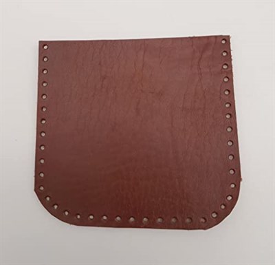 Aksesuar Kızıl Kahve Gerçek Deri 12x12 cm Oval Kenar Cep
