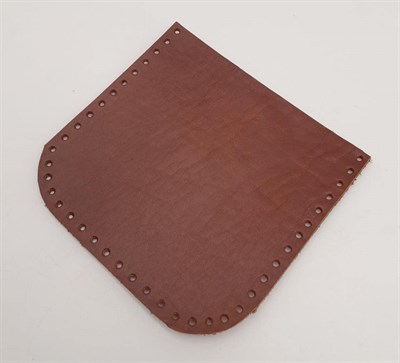 Aksesuar Kızıl Kahve Gerçek Deri 12x12 cm Oval Kenar Cep