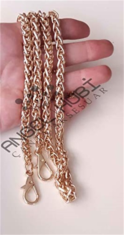 Aksesuar Light Gold Renk Kalın Örgü Model Zinciri (140 Cm)