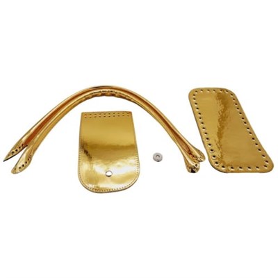 Aksesuar Pelikan Saplı Parlak Rugan Deri Seti Gold Renk