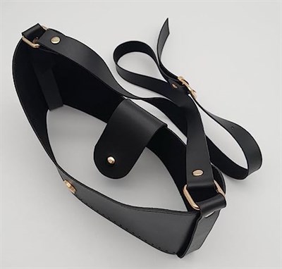 Aksesuar Siyah Suni Deri 120x2 cm Saplı Deri Seti Light Gold Metalli