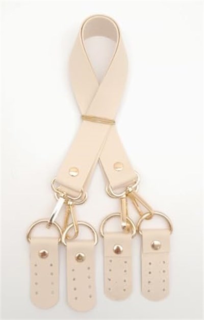 Aksesuar Suni Deri 55 Cm Misu Model Çift Sap Krem Renk Light Gold Metal