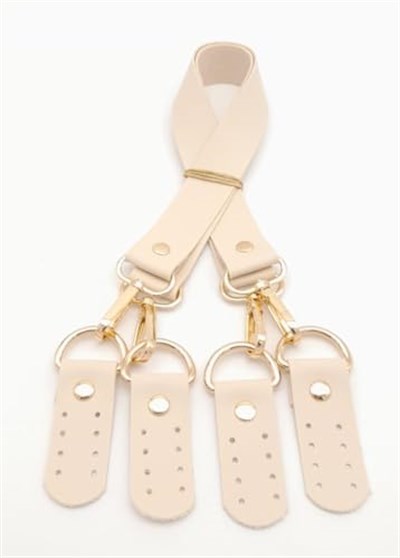 Aksesuar Suni Deri 55 Cm Misu Model Çift Sap Krem Renk Light Gold Metal