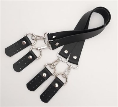 Aksesuar Suni Deri 55 Cm Misu Model Çift Sap Siyah Renk Gümüş Metal