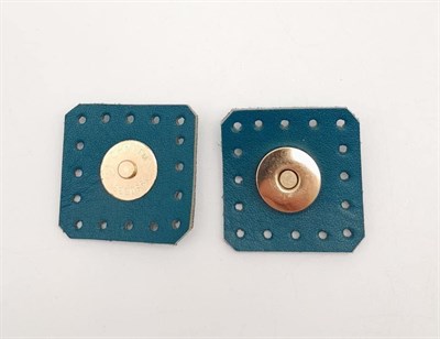 Aksesuar Turkuaz Gerçek Derili Kare Mıknatıslı Çıtçıt Light Gold Metalli