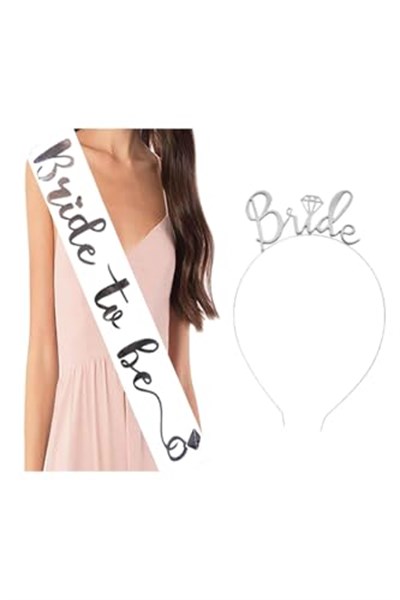 aksuticaret Bride To Be Gelin Kuşağı Ve Bride To Be Metal Taç Seti Gümüş Renk