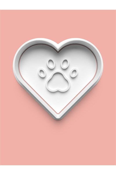 AKTASTORE Kalp Temalı Köpek Patisi Kurabiye Kalıbı Ve Şeker Hamuru Kalıbı
