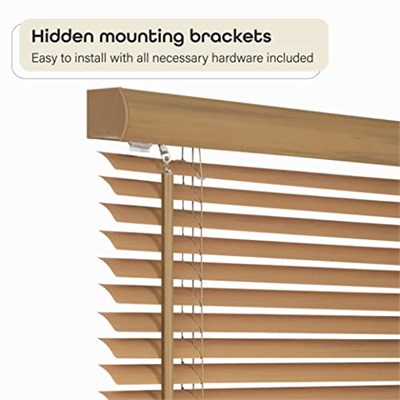 Akülü Işık Filtreleme Mini Kör - 90,7 cm Genişlik, 172 cm Uzunluk, 2,5 cm Çıta Boyutu - Ahşap Tonluk - Akülü GII Morningstar Yatay Pencere Panjurları Achim Home Decor tarafından