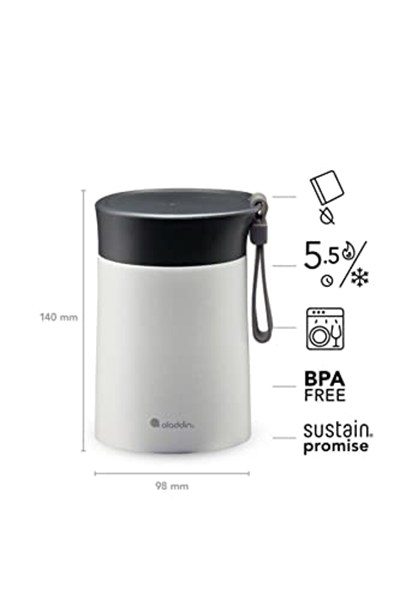 Aladdin Bistro Thermavac Paslanmaz Çelik Yemek Termosu, Gri (Stone Grey), 0.4 L