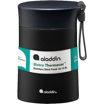 Aladdin Bistro Thermavac Paslanmaz Çelik Yemek Termosu, 0.40 Lt, Siyah