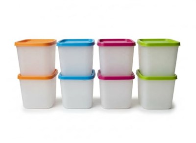 Alaska 8li Derin Dondurucu Saklama Kabı Seti - 380 ml Kar Tanesi Desenli Erzak Kabı - Kırılmaz Esnek Yapı, BPA Free (4 Renk x 2 Adet)